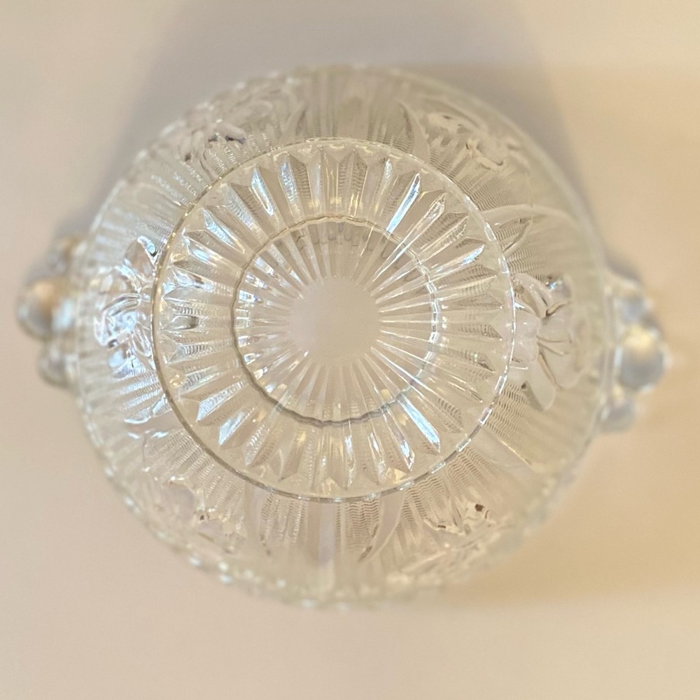 Iris & Herringbone Clear Footed Covered Candy Dish Depression Glass - Picture 7 of 16